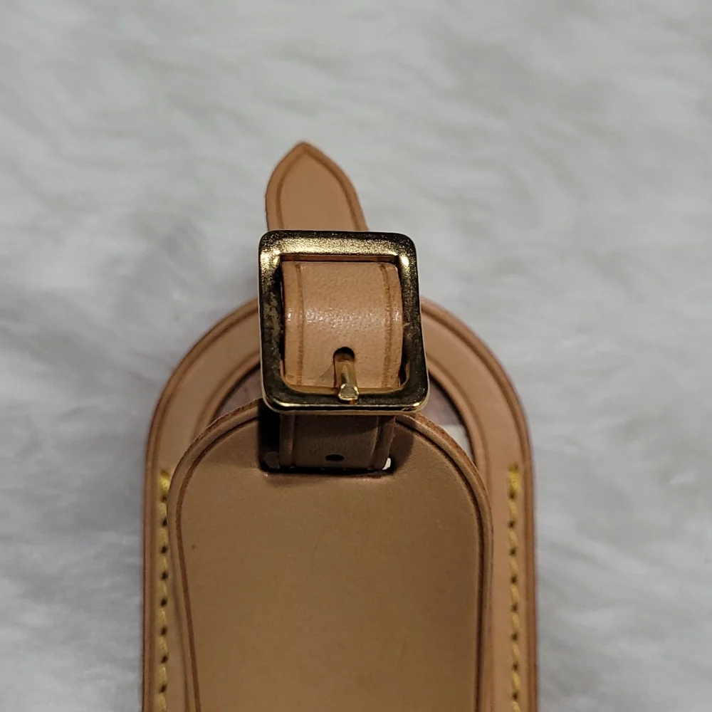 🤩 Louis Vuitton Name Tag Tan Leather  with Initials